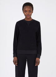 Women's Towelling Sweatshirt in Black