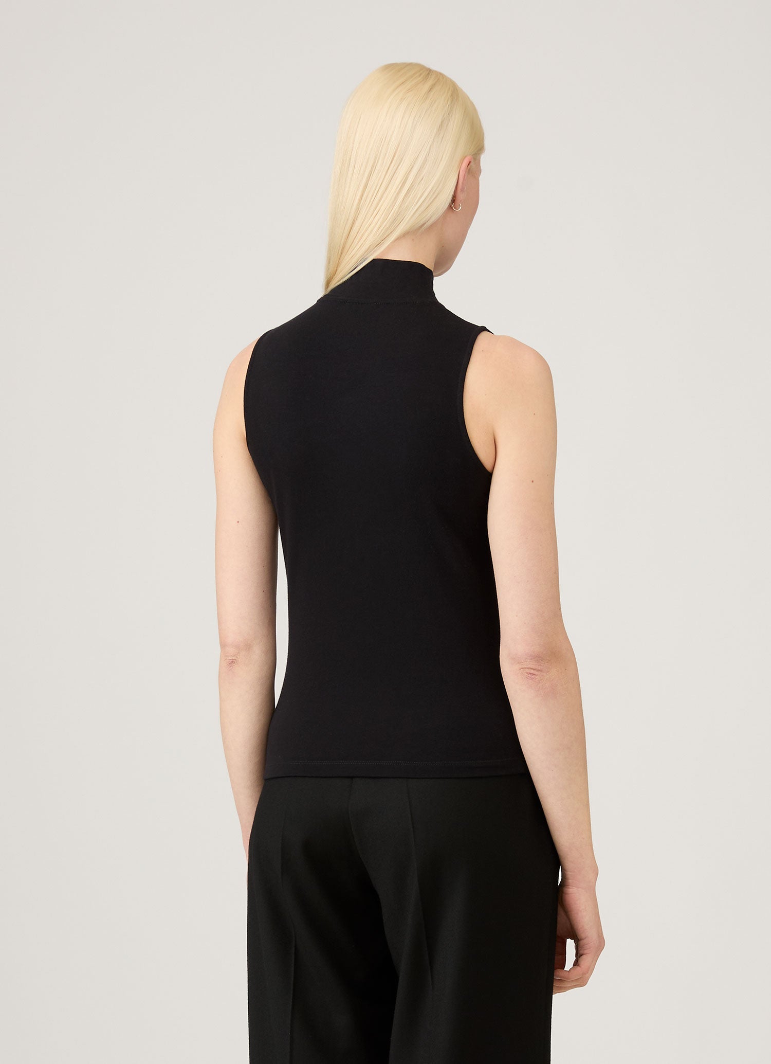 Women's Sleeveless High Neck Top in Black | Sunspel