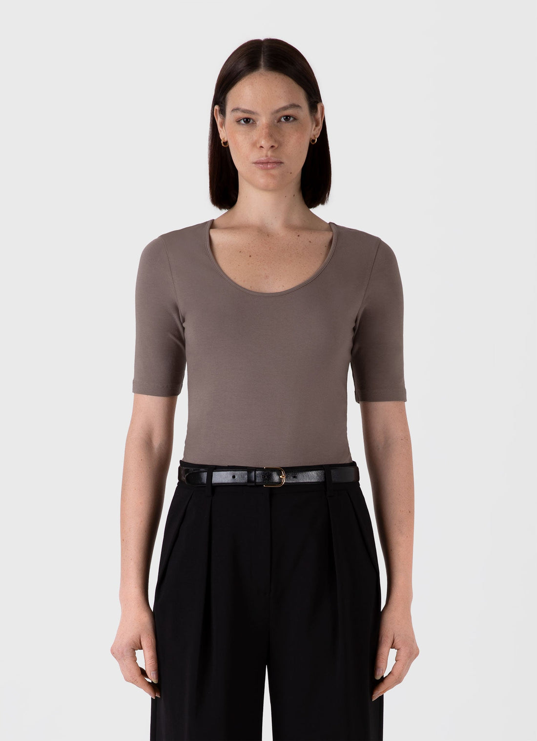 Women's Stretch Cotton Scoop Top in Cedar