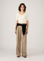 Women's Stretch Cotton Scoop Top in Ecru