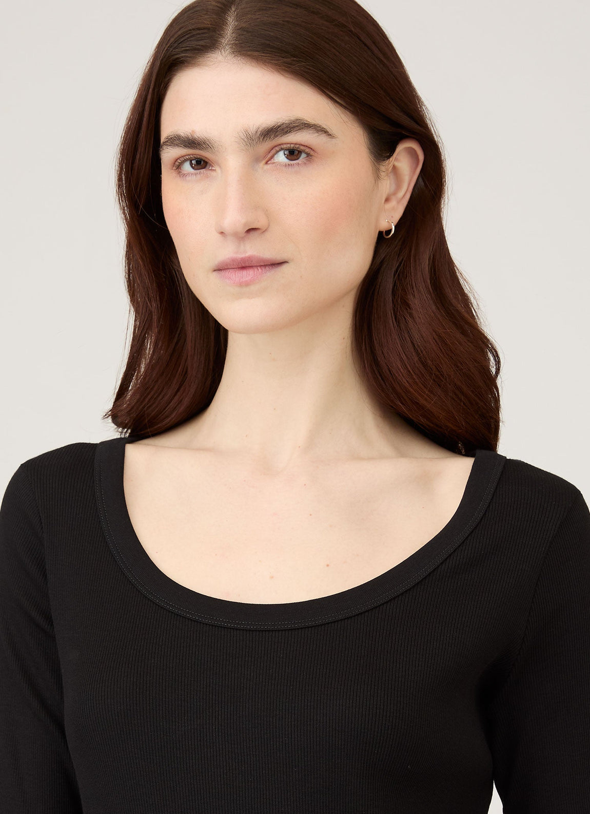 Women's Ribbed Scoop Neck T-shirt in Black