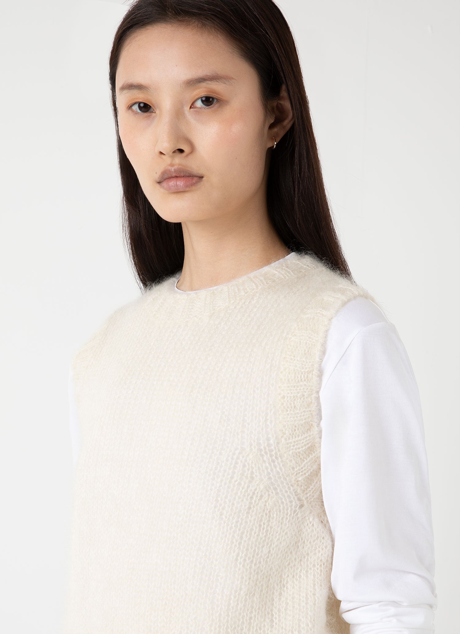 Women's Mohair Silk Vest in Ecru | Sunspel