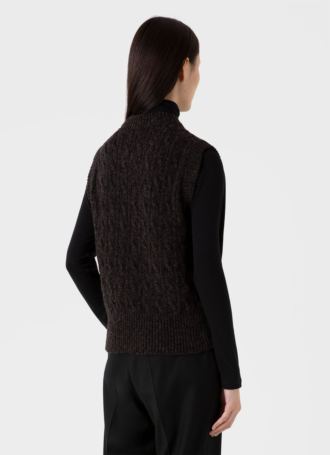 Women's Cable Knit Vest in Coffee Twist