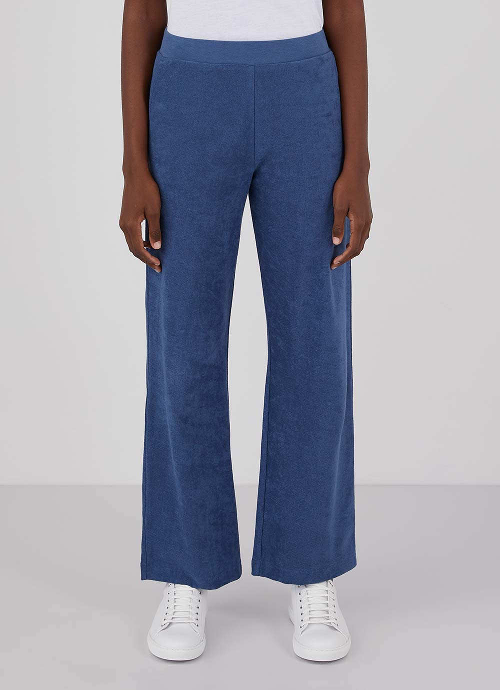 Women's Towelling Trouser in Smoke Blue