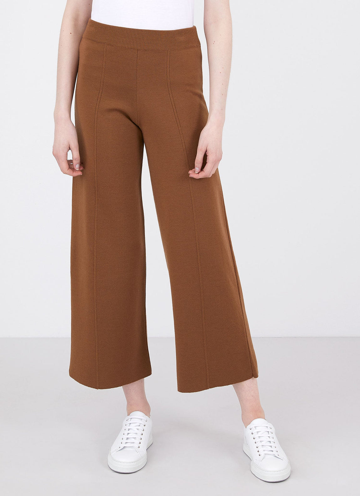 Women's Merino Wide Leg Trouser in Mushroom