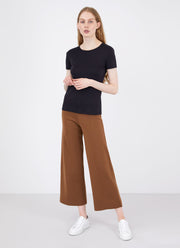 Women's Merino Wide Leg Trouser in Mushroom