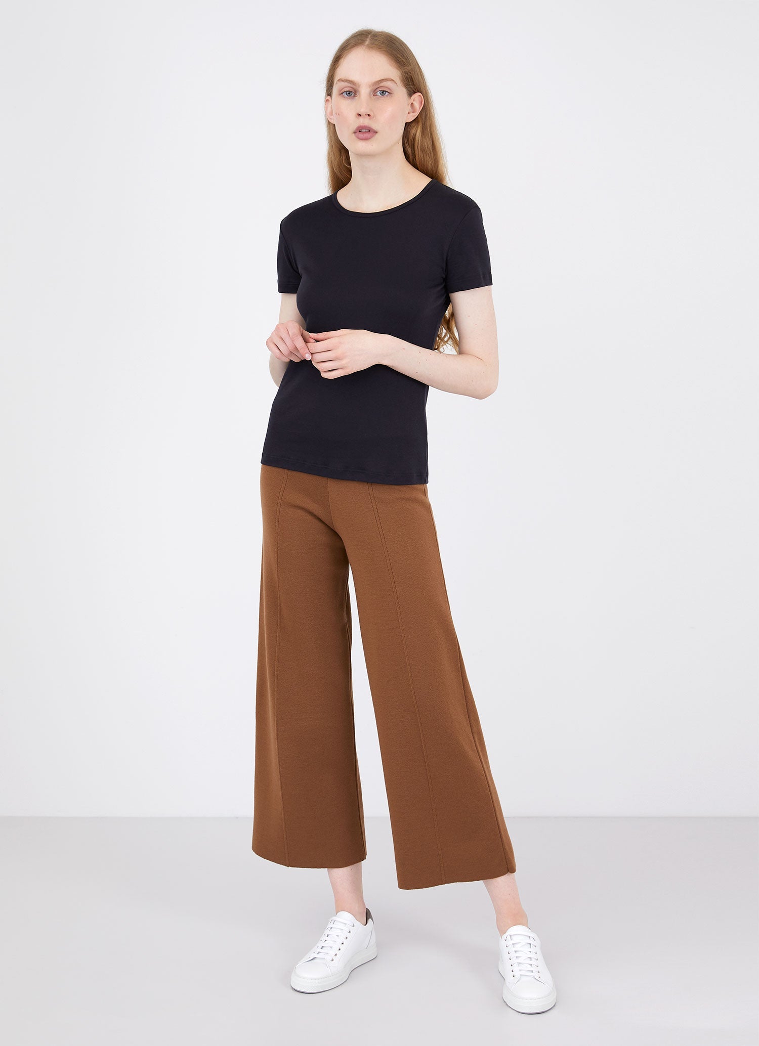 Women's Merino Wide Leg Trouser in Mushroom