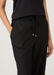 Women's Drawstring Tapered Trouser in Black