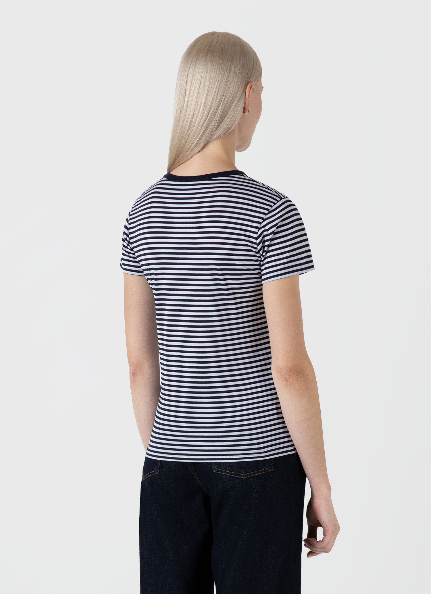 Women's Classic T-shirt in Navy/White English Stripe