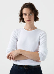 Women's Ribbed Long Sleeve T-shirt in White