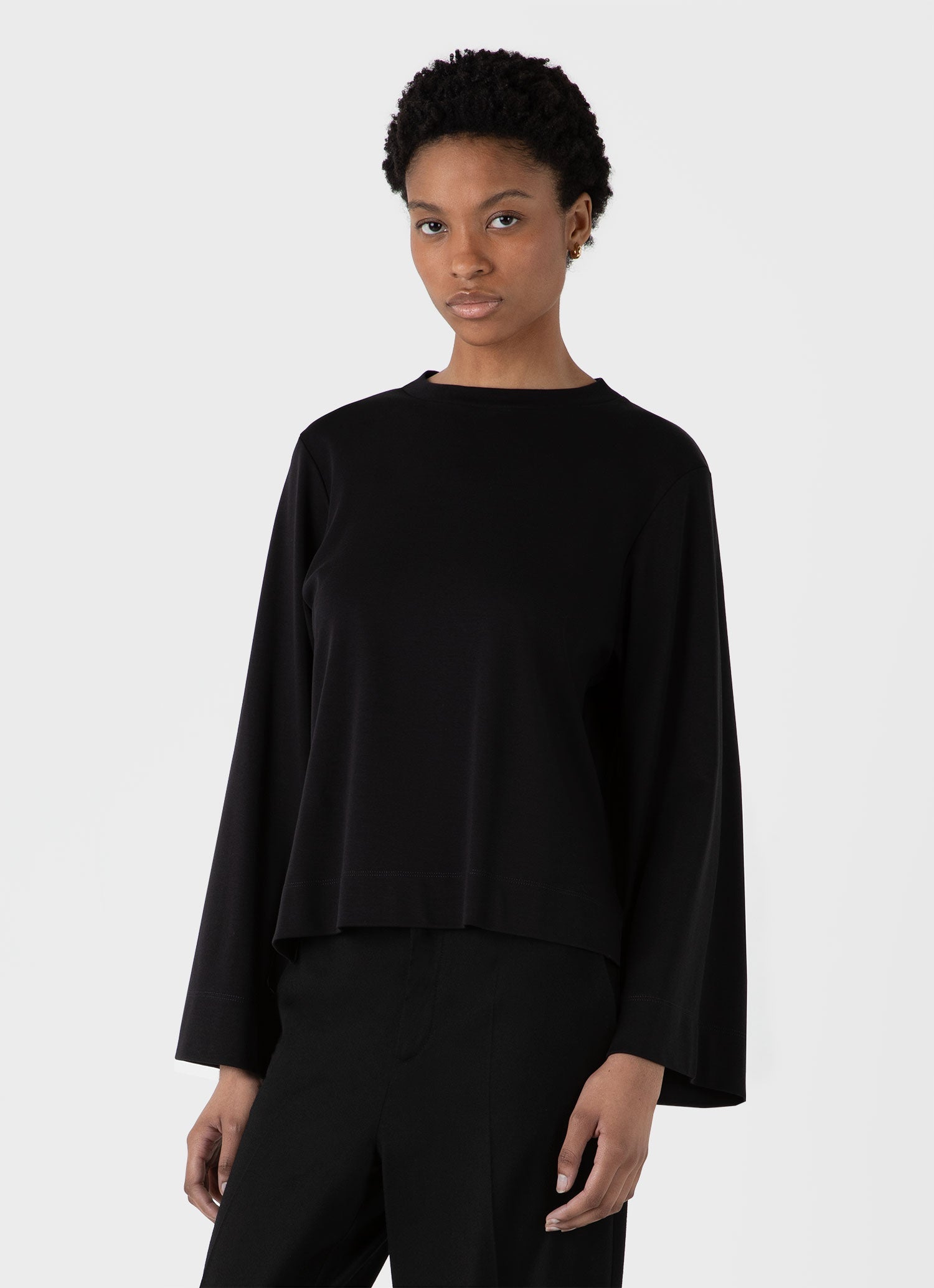 Women's Wide Sleeve T-shirt in Black