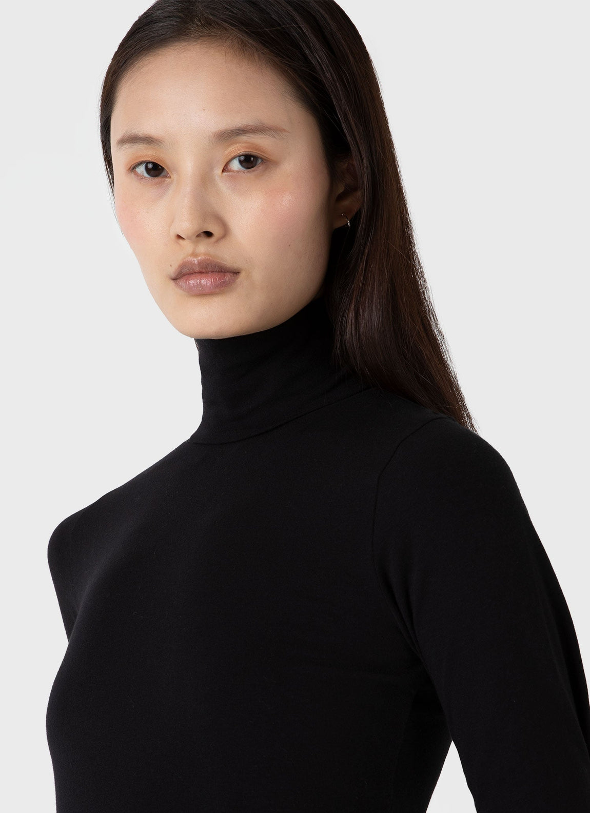 Women's Long Sleeve Roll Neck Top in Black