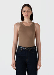 Women's Ribbed Tank Top in Almond