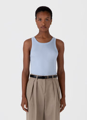 Women's Ribbed Tank Top in Blue Mist