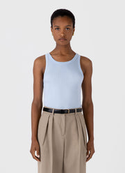 Women's Ribbed Tank Top in Blue Mist