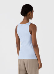 Women's Ribbed Tank Top in Blue Mist