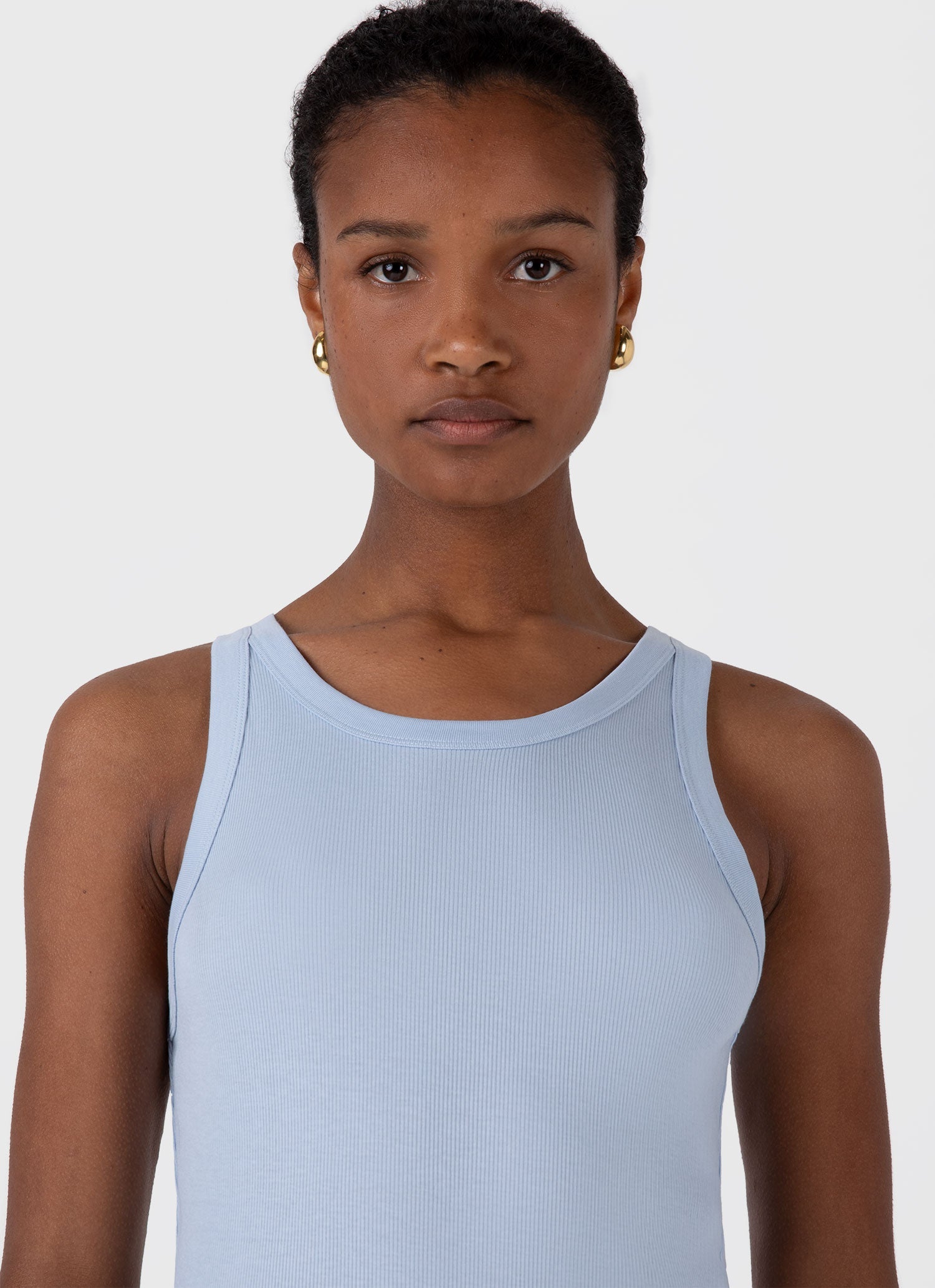 Women's Ribbed Tank Top in Blue Mist