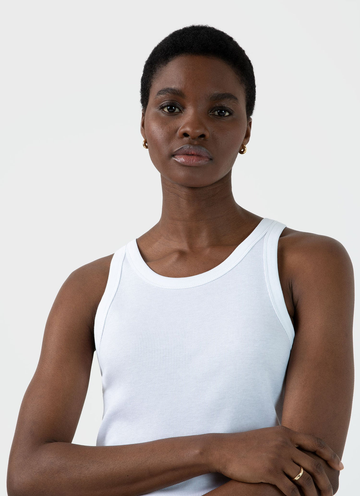 Women's Ribbed Tank Top in White