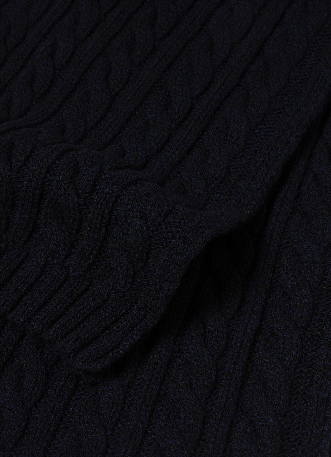 Lambswool Cable Scarf in Dark Navy Mouline