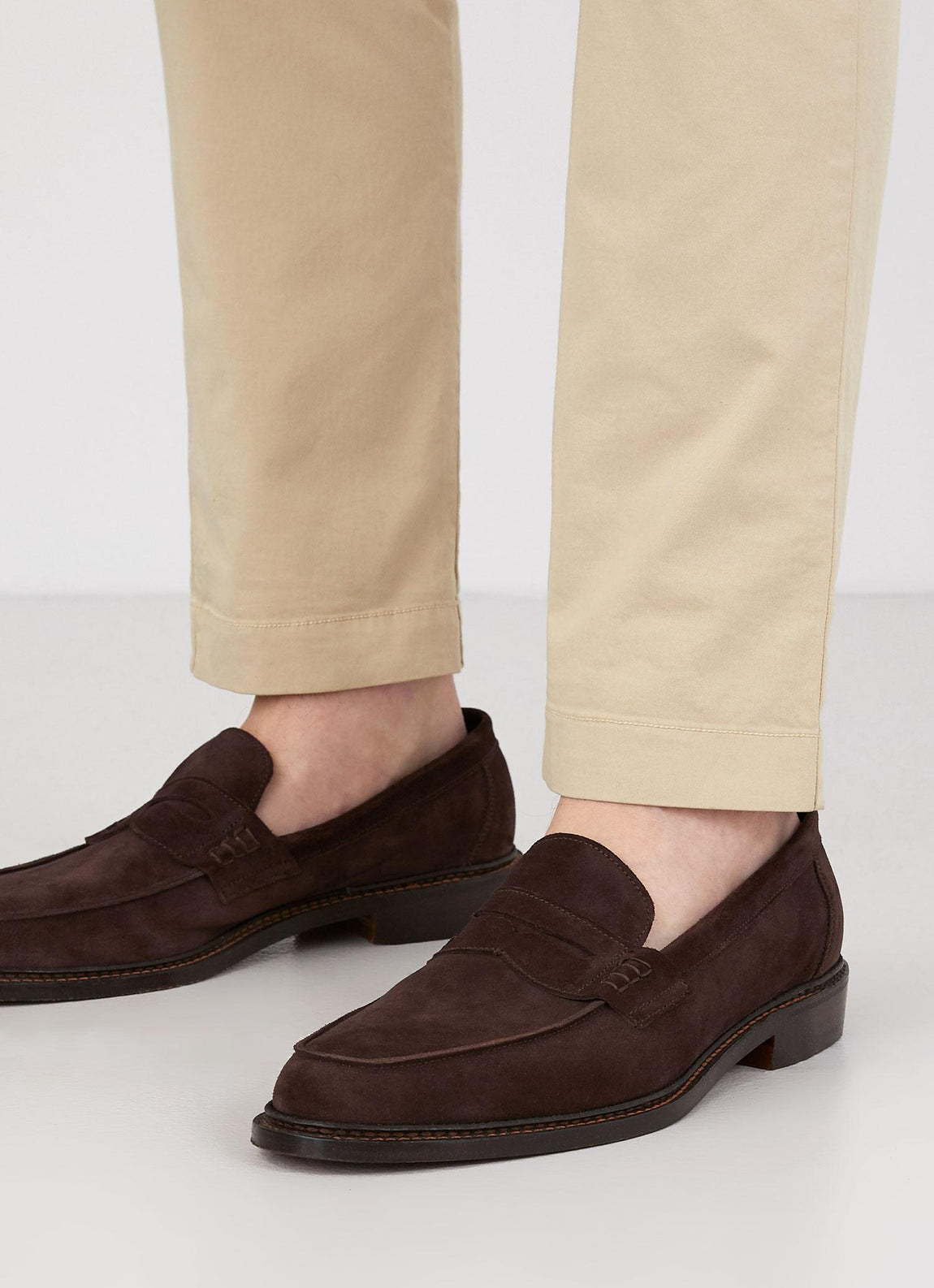 Men's Sunspel and Trickers Suede Loafer in Brown