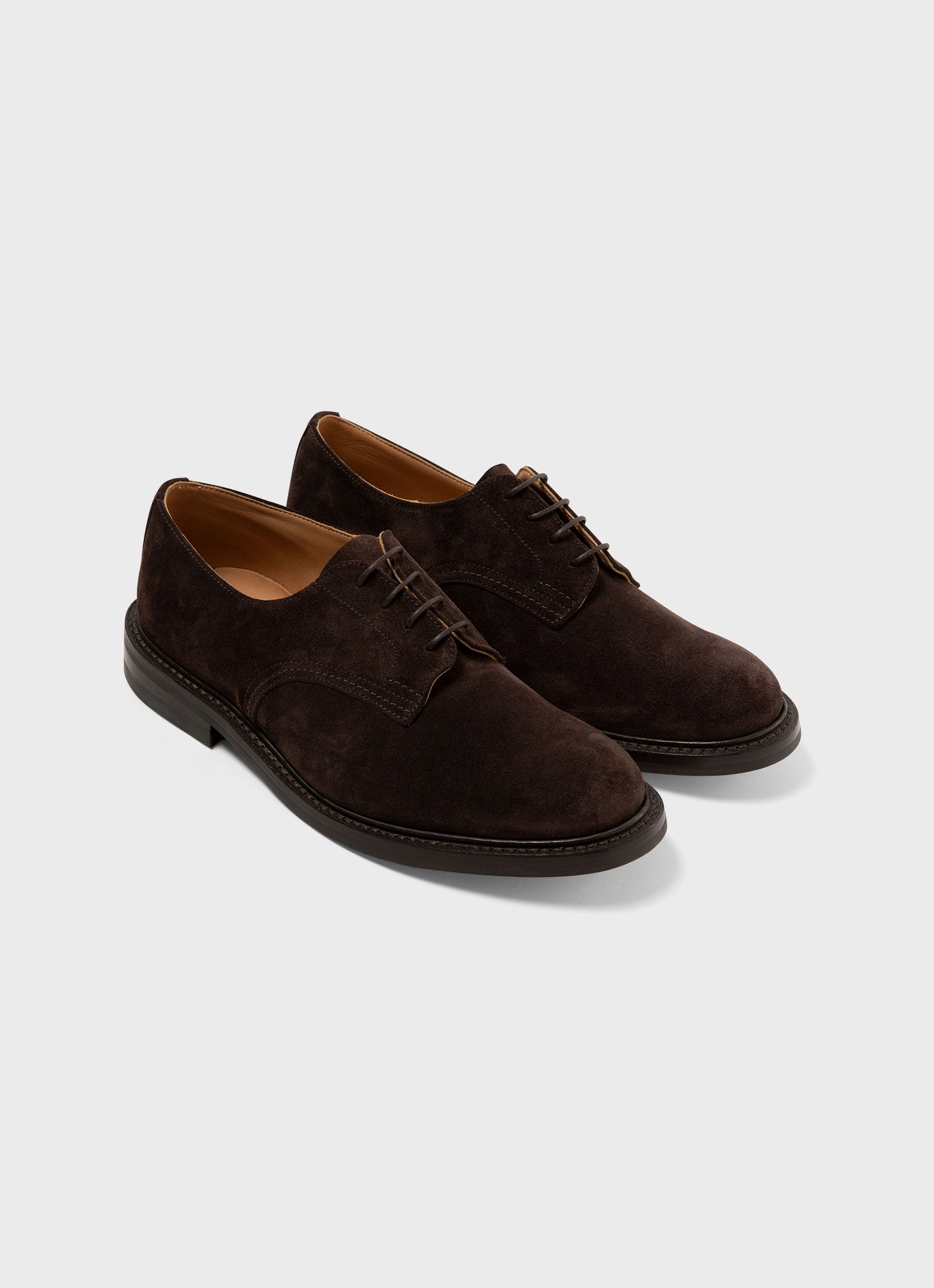 Men's Trickers Suede Derby Shoe in Brown | Sunspel