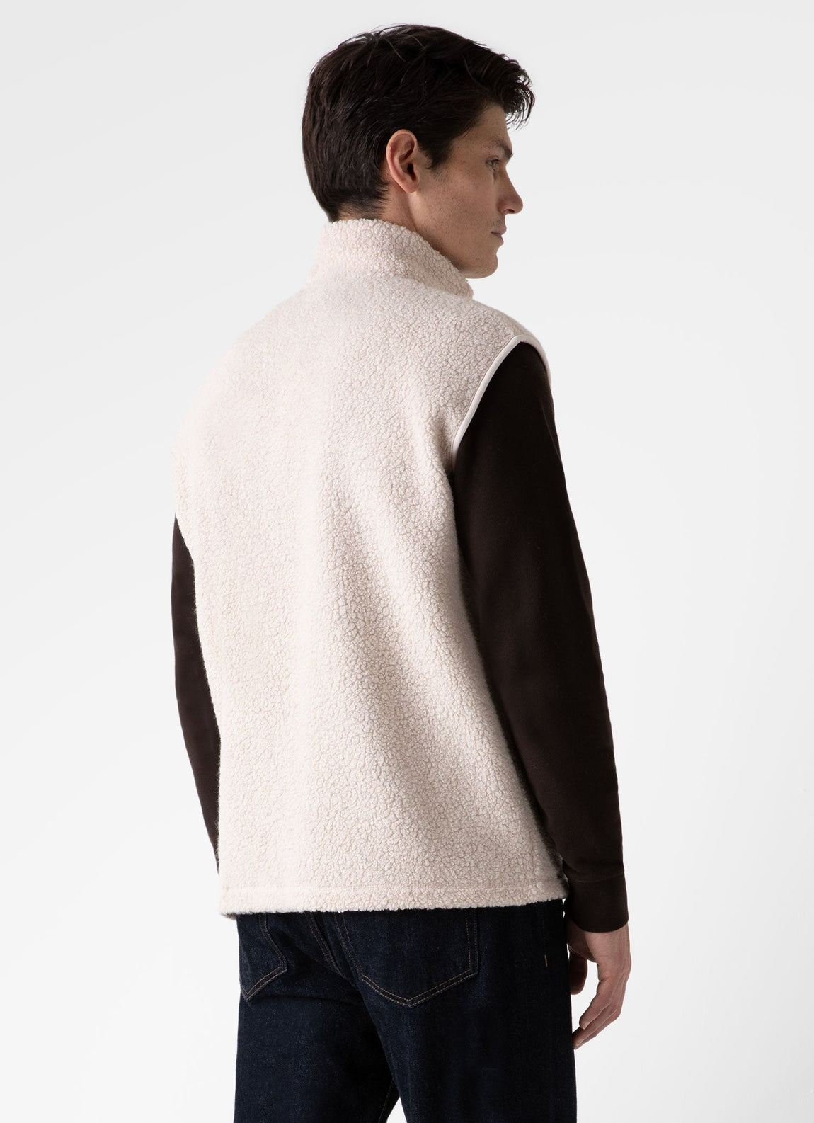 Men's Wool Fleece Gilet in Ecru