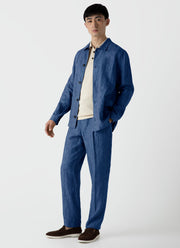 Men's Linen Twin Pocket Jacket in Blue Melange