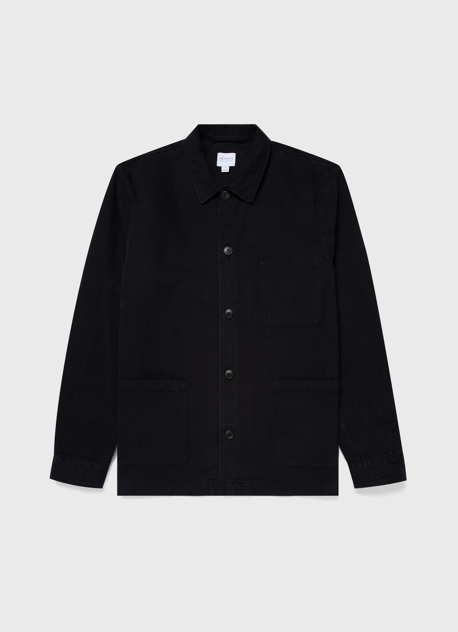 Men's Brushed Cotton Twin Pocket Jacket in Black