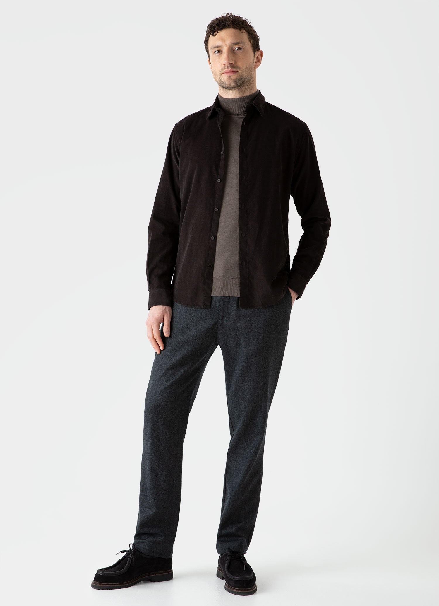 Men's Extra-Fine Merino Roll Neck in Cedar