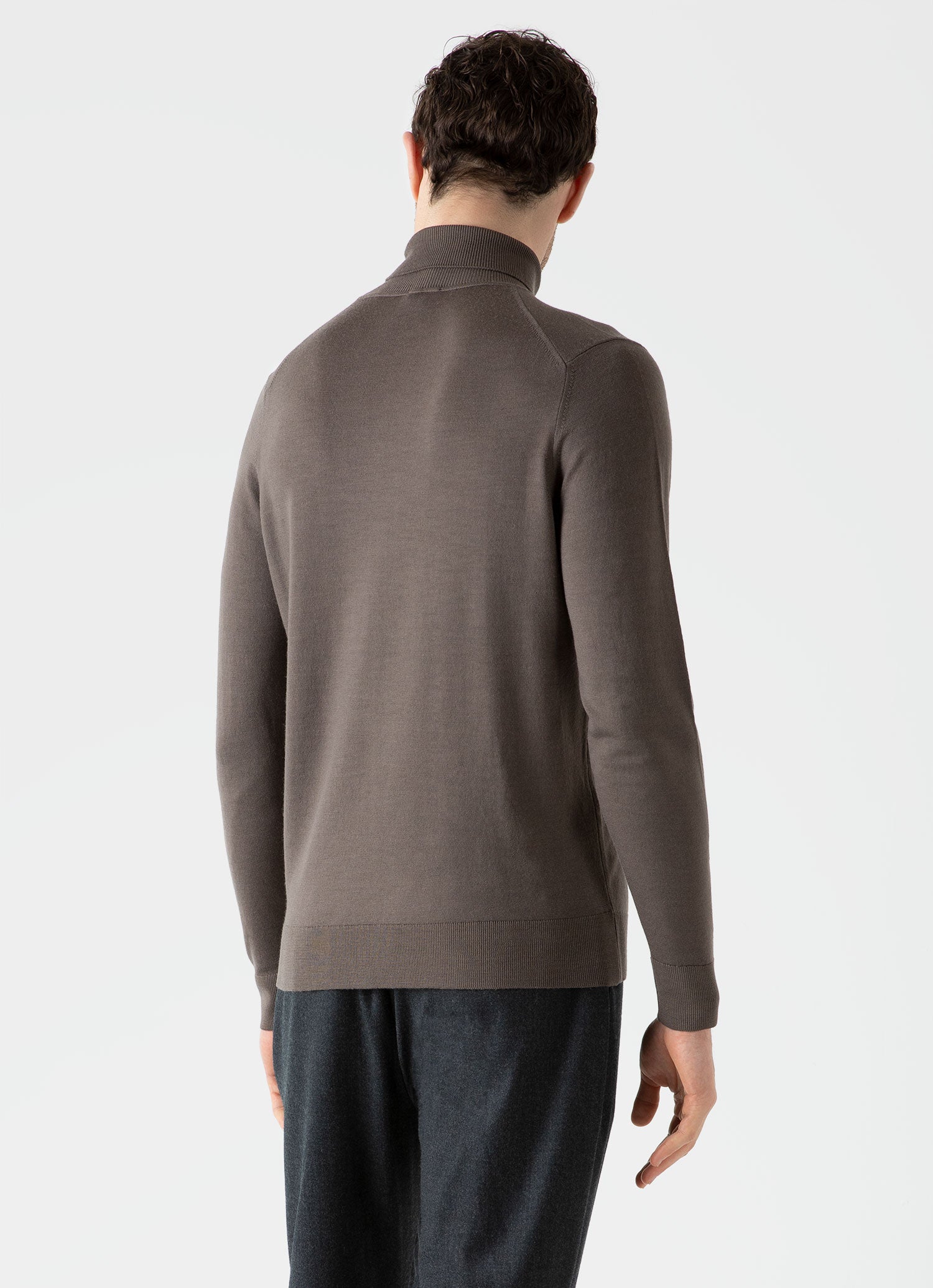 Men's Extra-Fine Merino Roll Neck in Cedar