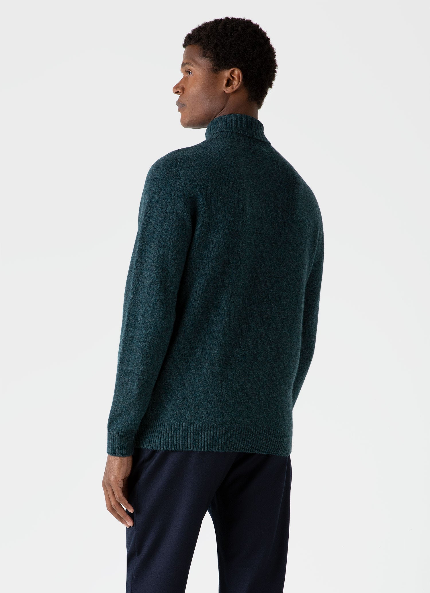 Men's Lambswool Roll Neck in Peacock