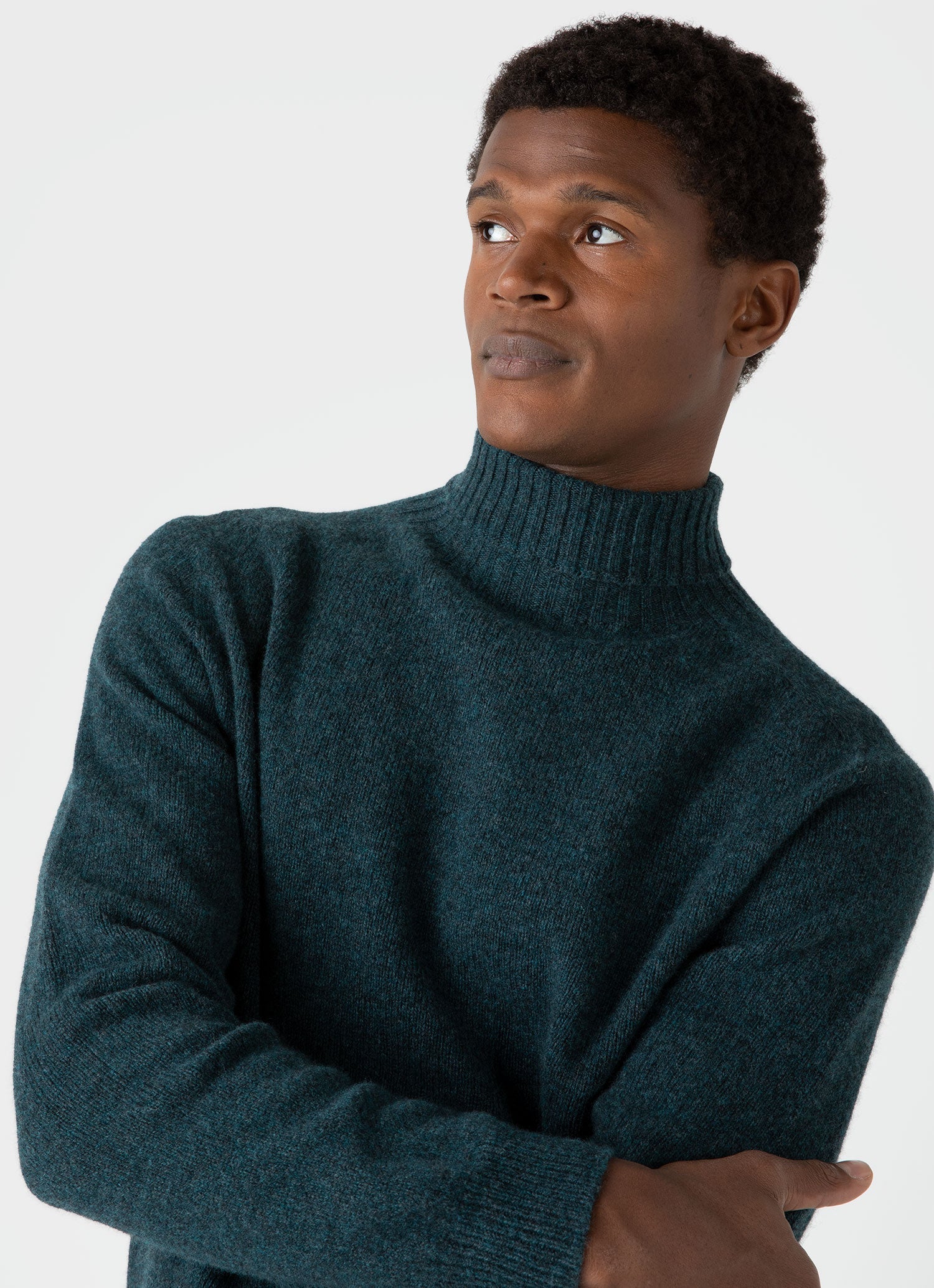 Men's Lambswool Roll Neck in Peacock