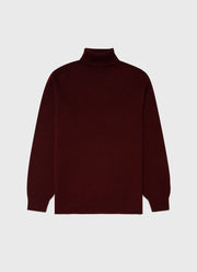 Men's Lambswool Roll Neck in Maroon