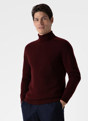 Men's Lambswool Roll Neck in Maroon