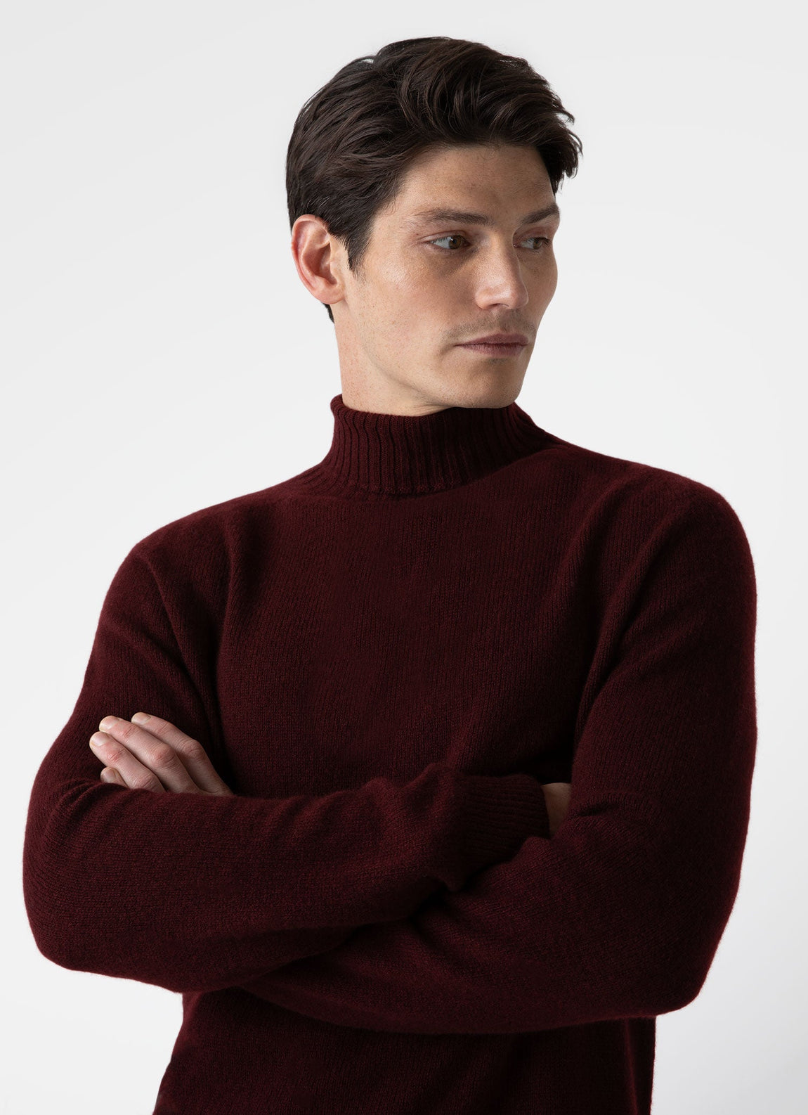 Men's Lambswool Roll Neck in Maroon