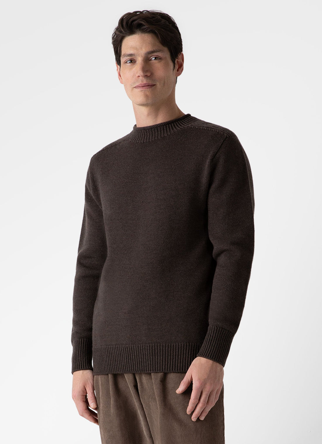 Merino Wool Raglan Sweater with Elbow Patches - Charcoal - Men's