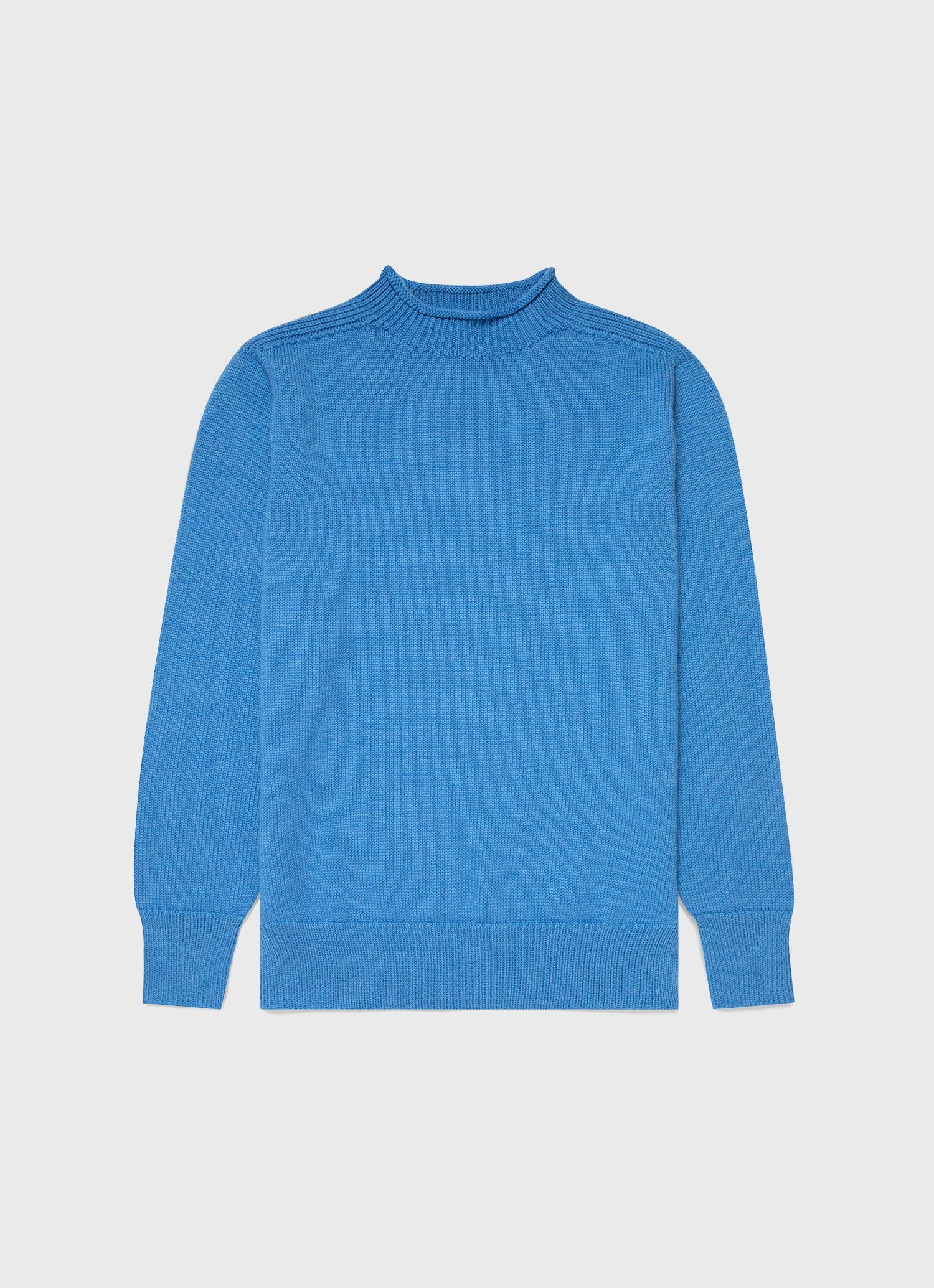 Men's English Merino Fisherman Jumper in Blue Jean