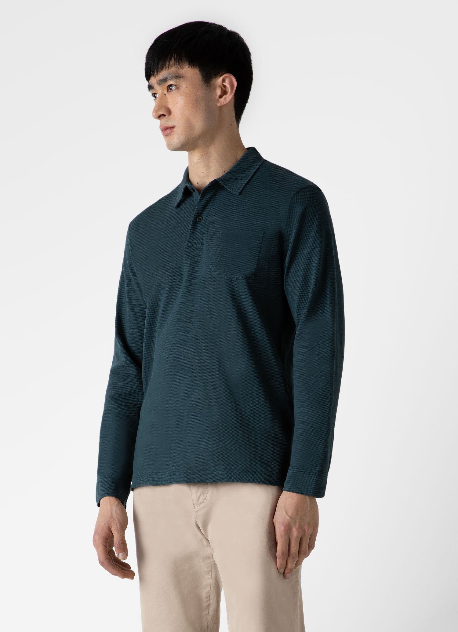 Men's Riviera Long Sleeve Polo Shirt in Peacock