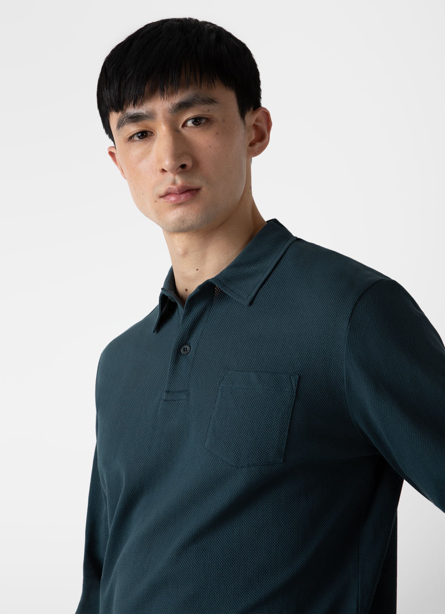 Men's Riviera Long Sleeve Polo Shirt in Peacock