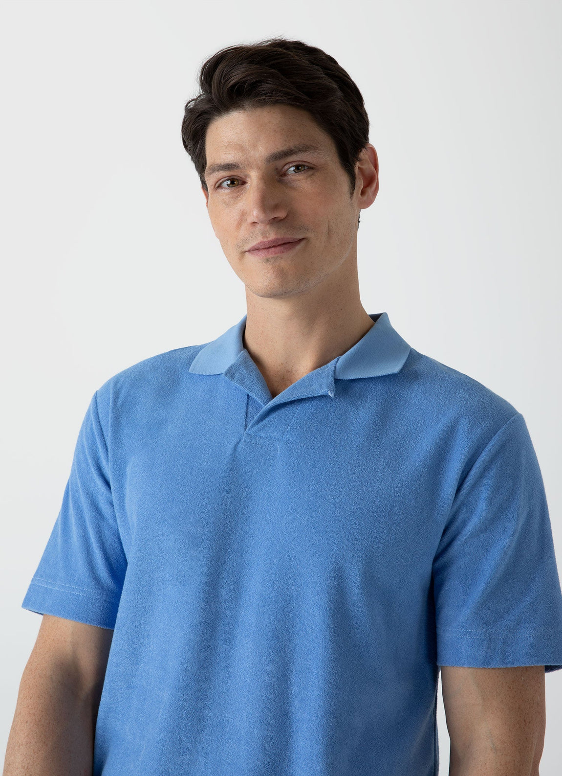 Men's Towelling Polo Shirt in Cool Blue |