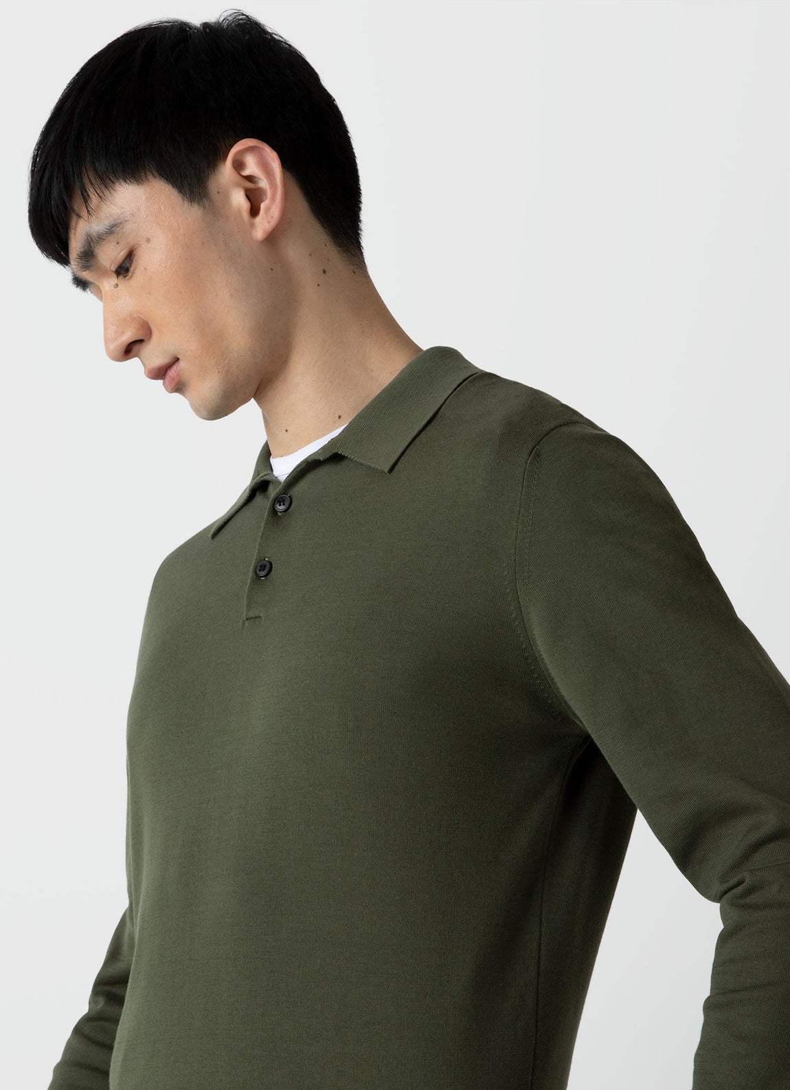 Hunter green long sleeve polo Clearance