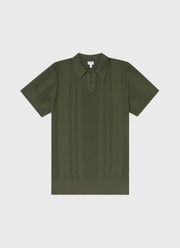 Men's Rib Knit Polo Shirt in Hunter Green