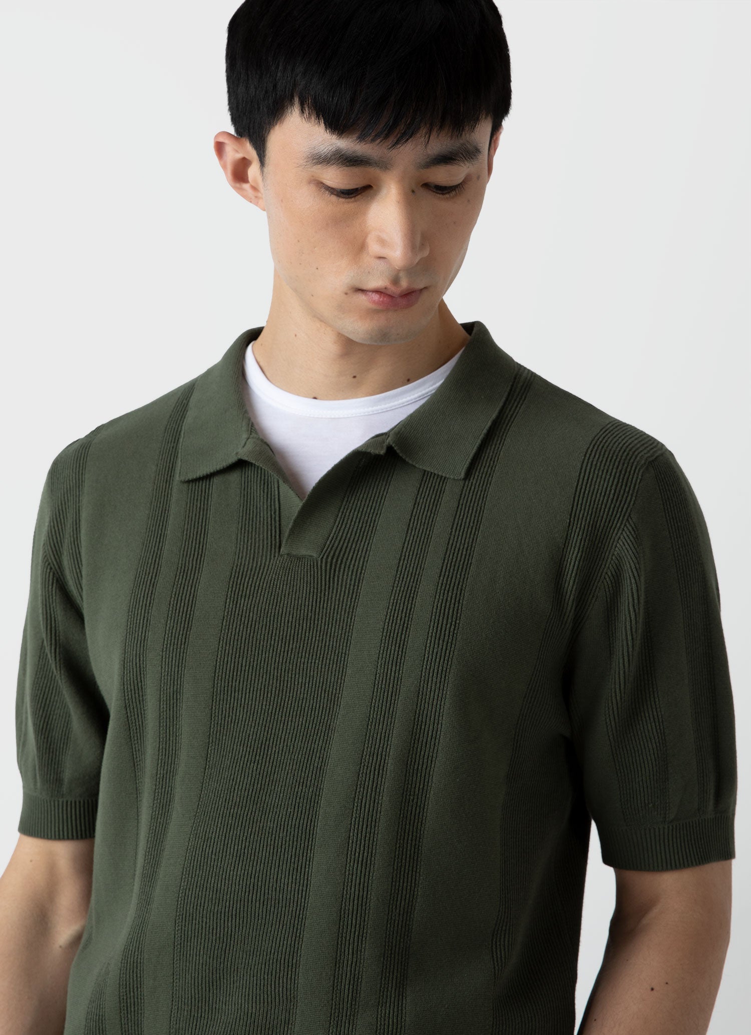 LEINWANDE♡ Instarsia knitted Polo/ Green-