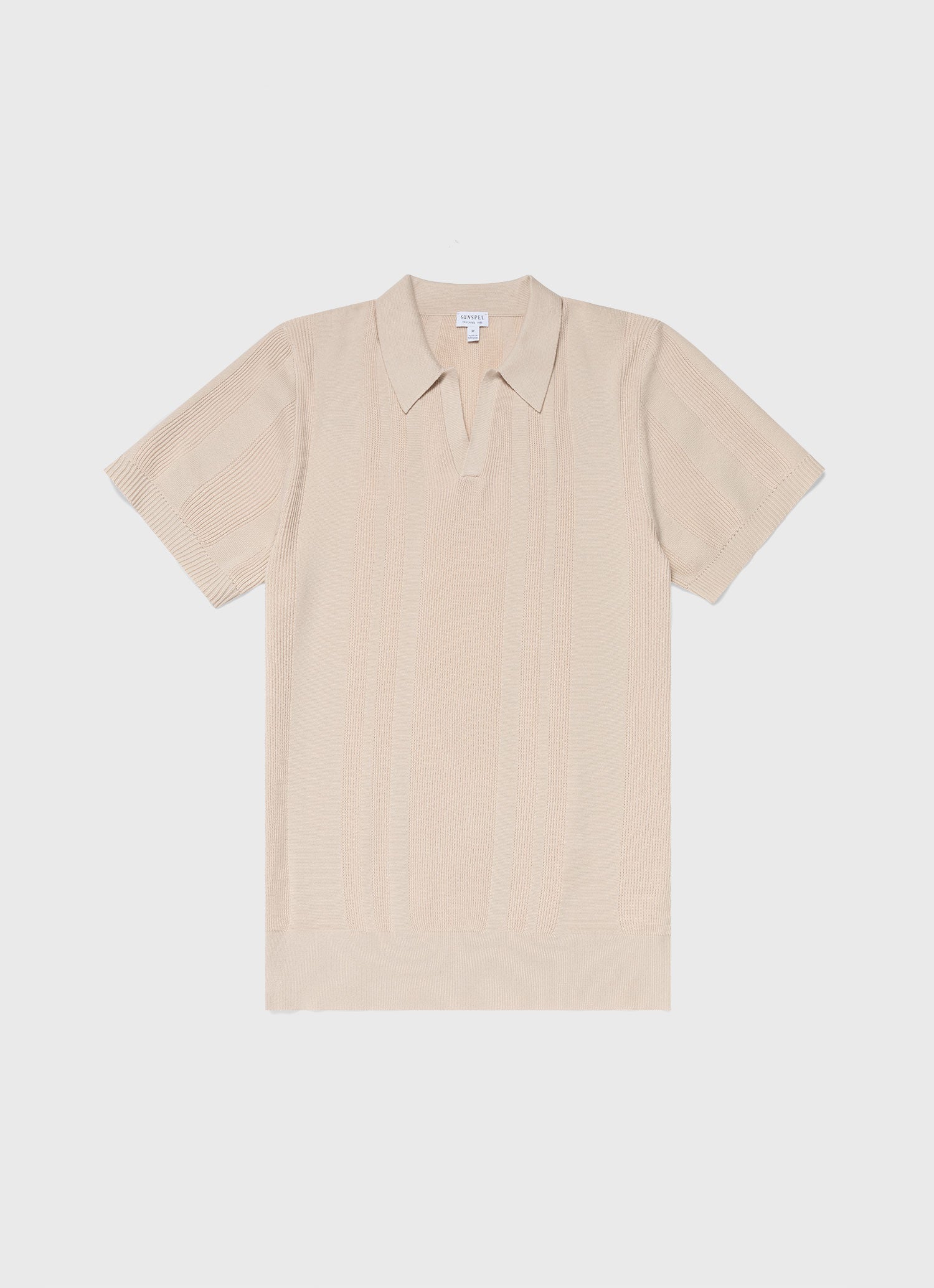 Men's Rib Knit Polo Shirt in Beige