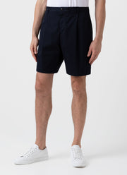 Men's Pleated Twill Short in Dark Navy