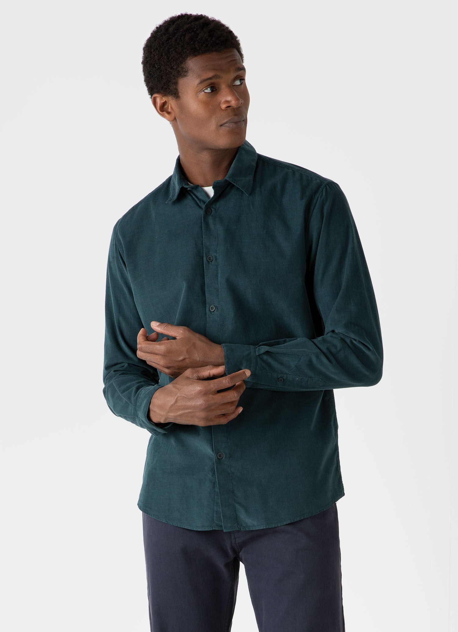 Men's Fine Cord Shirt in Peacock