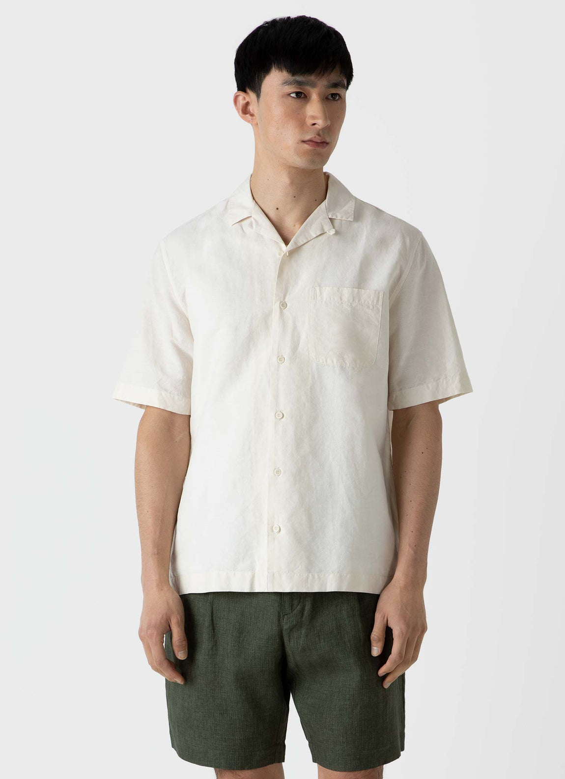1950s Mens Shirts | Bowling Shirts, Retro Knit Polos Cotton Linen Camp Collar Shirt $159.00 AT vintagedancer.com