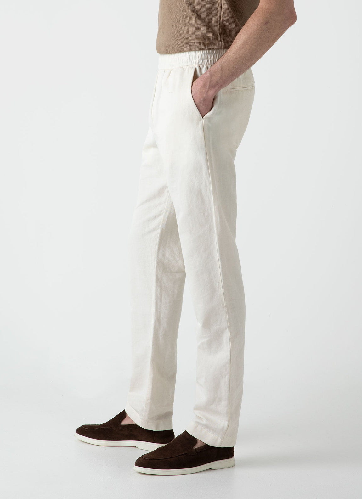 Men's Cotton Linen Drawstring Trouser in Undyed