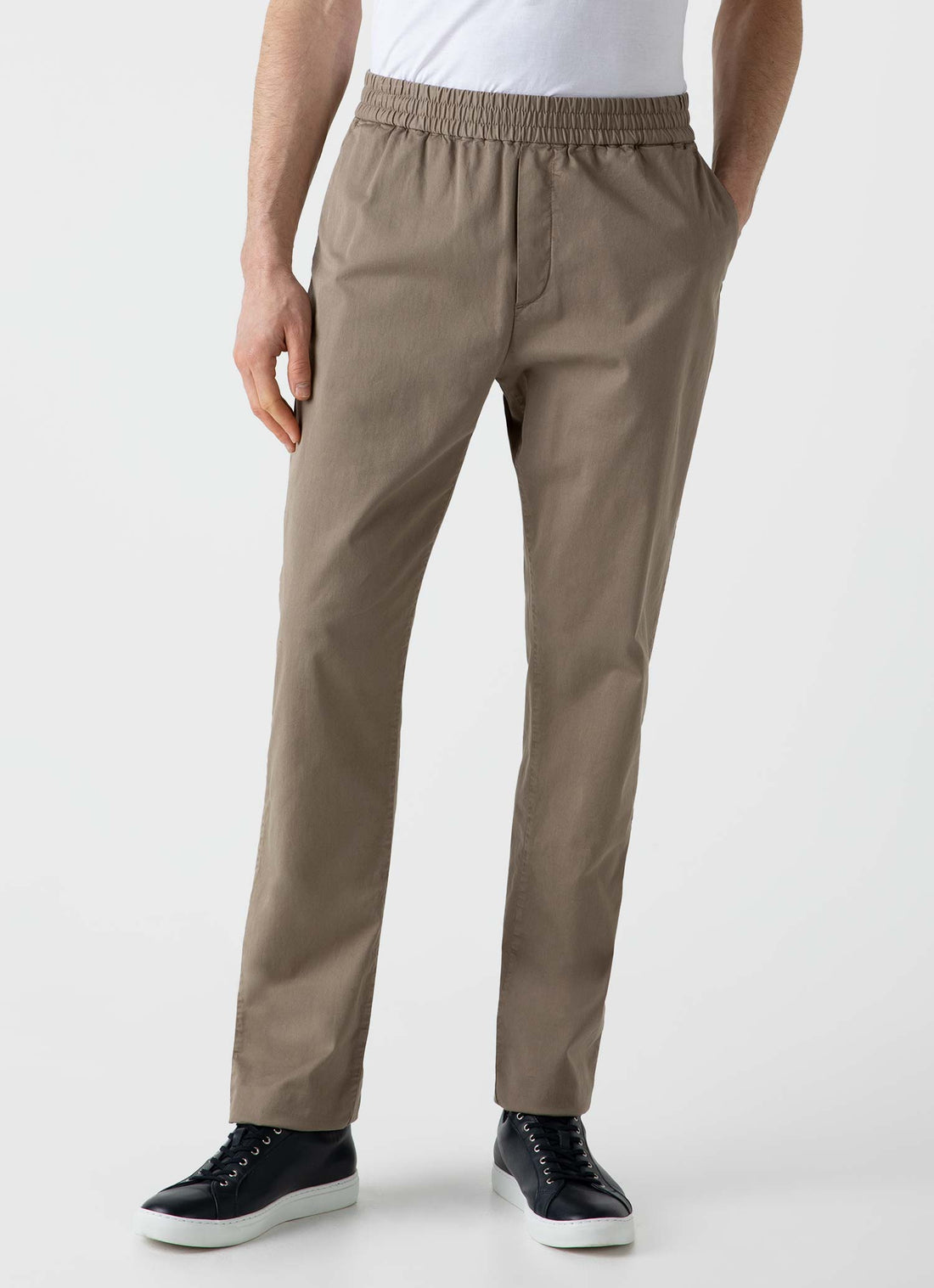 Men's Twill Drawstring Trouser in Dark Stone
