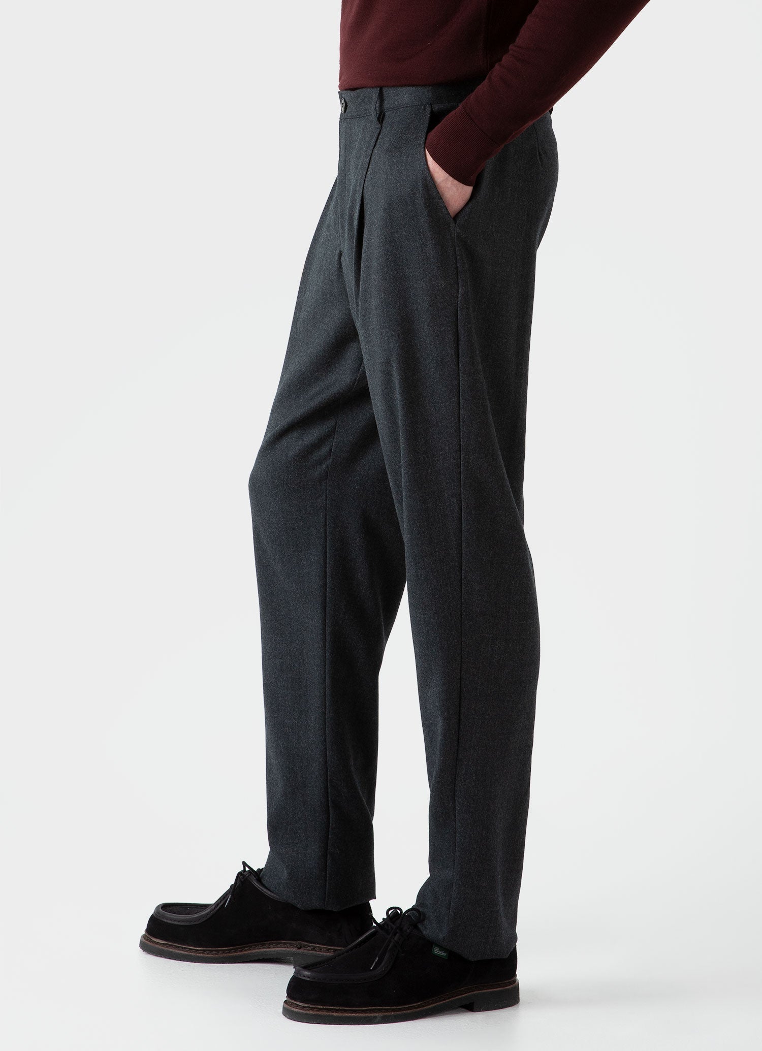 Buy Peter England Men Grey Textured Slim Fit Formal Trousers online